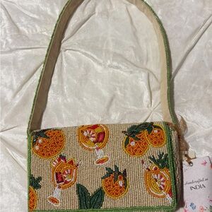 Beaded Orange Cocktail Bag 🍊 Summer Fruit Spritz Statement Purse